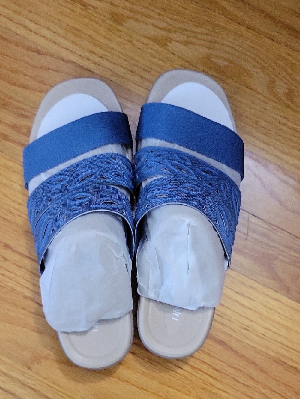 NEW Women’s LifeStride Bzees Blue Slide Sandal - Comfortable Casual Slip-On